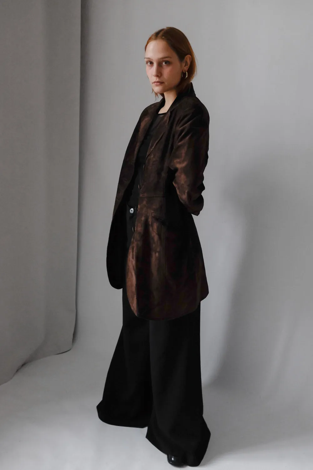 SUEDE LEATHER BROWN VINTAGE COAT