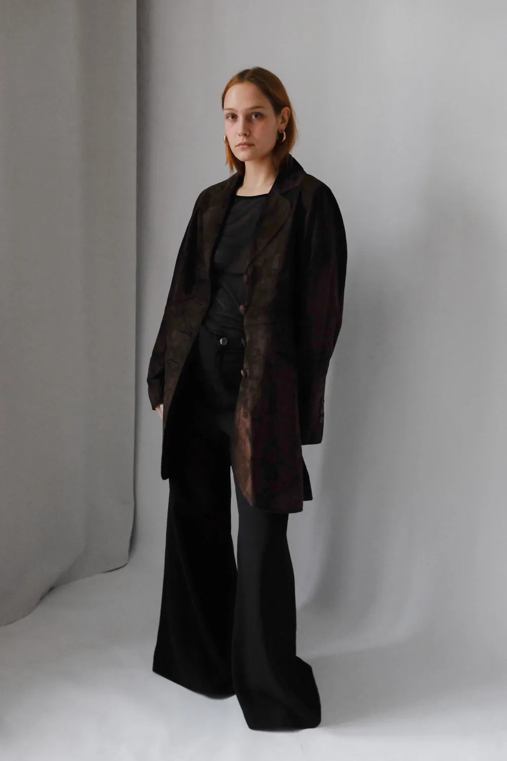 SUEDE LEATHER BROWN VINTAGE COAT