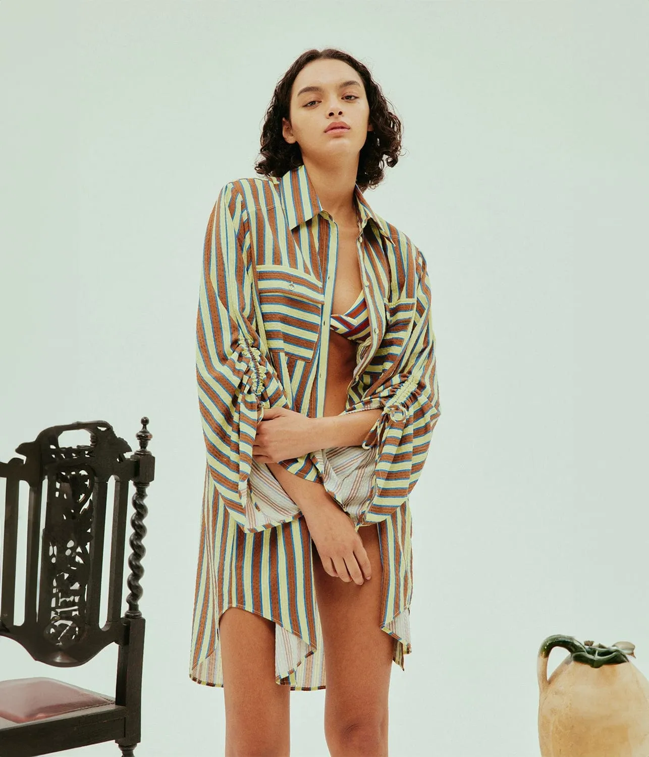 TAMSIN RUCHED BEACH SHIRT