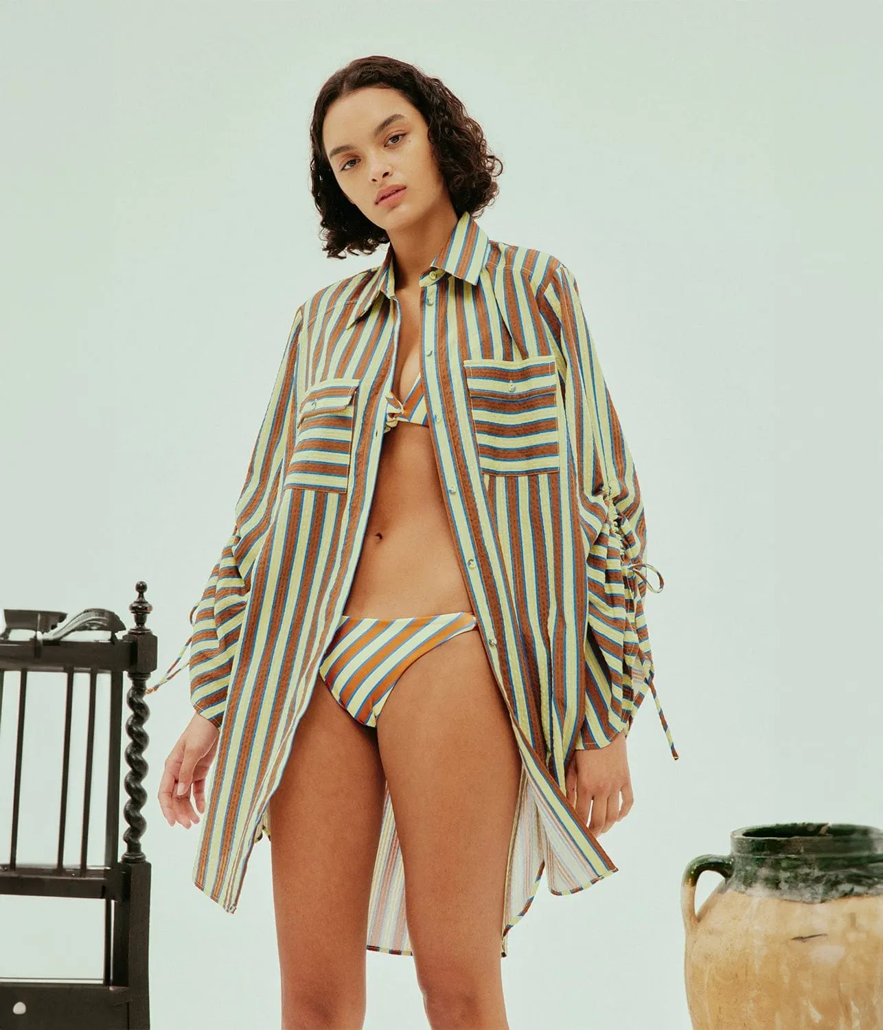 TAMSIN RUCHED BEACH SHIRT