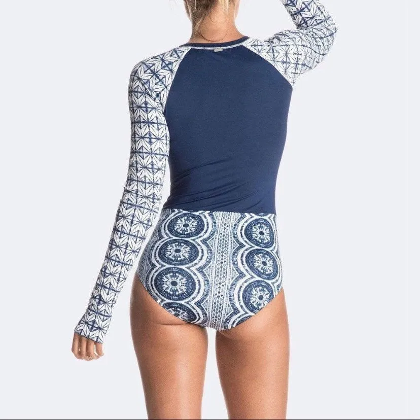 UPF longsleeve swimsuit Le Bleu Rashguard surfsuit navy blue white modest swim surf snorkel paddle womens cruise resort paddle board 2024