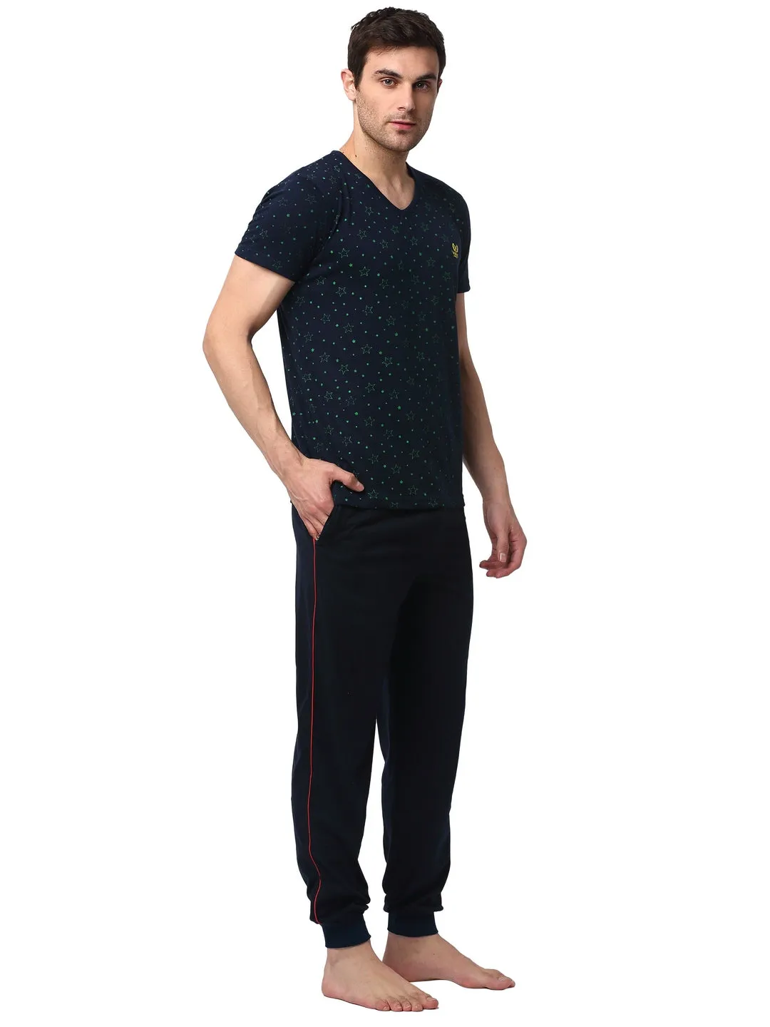 Vimal Jonney Dark Blue Night Suit For Men's
