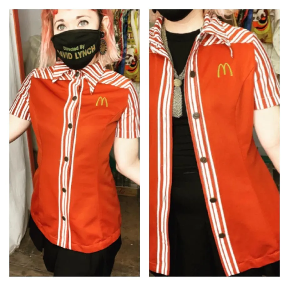 Vintage 70s 1976 | McDonalds Rare Uniform Novelty Collar Disco Shirt Top | M