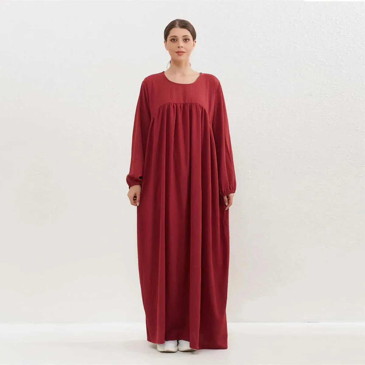 Women O-neck Full Sleeve Maxi Dress