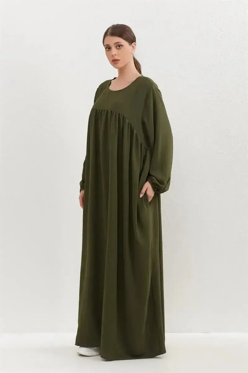 Women O-neck Full Sleeve Maxi Dress