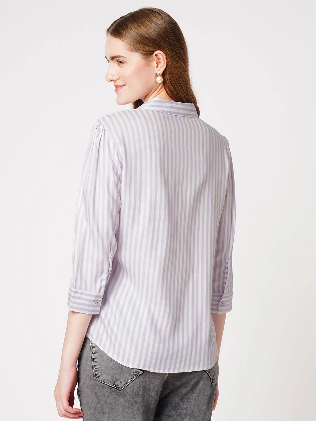 Women Stripe Casual Slim Fit Shirt