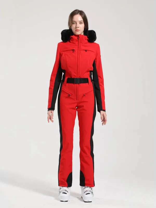 Women's Gsou Snow Classic Faux-Fur Trim Flare Dawn Ski Suit