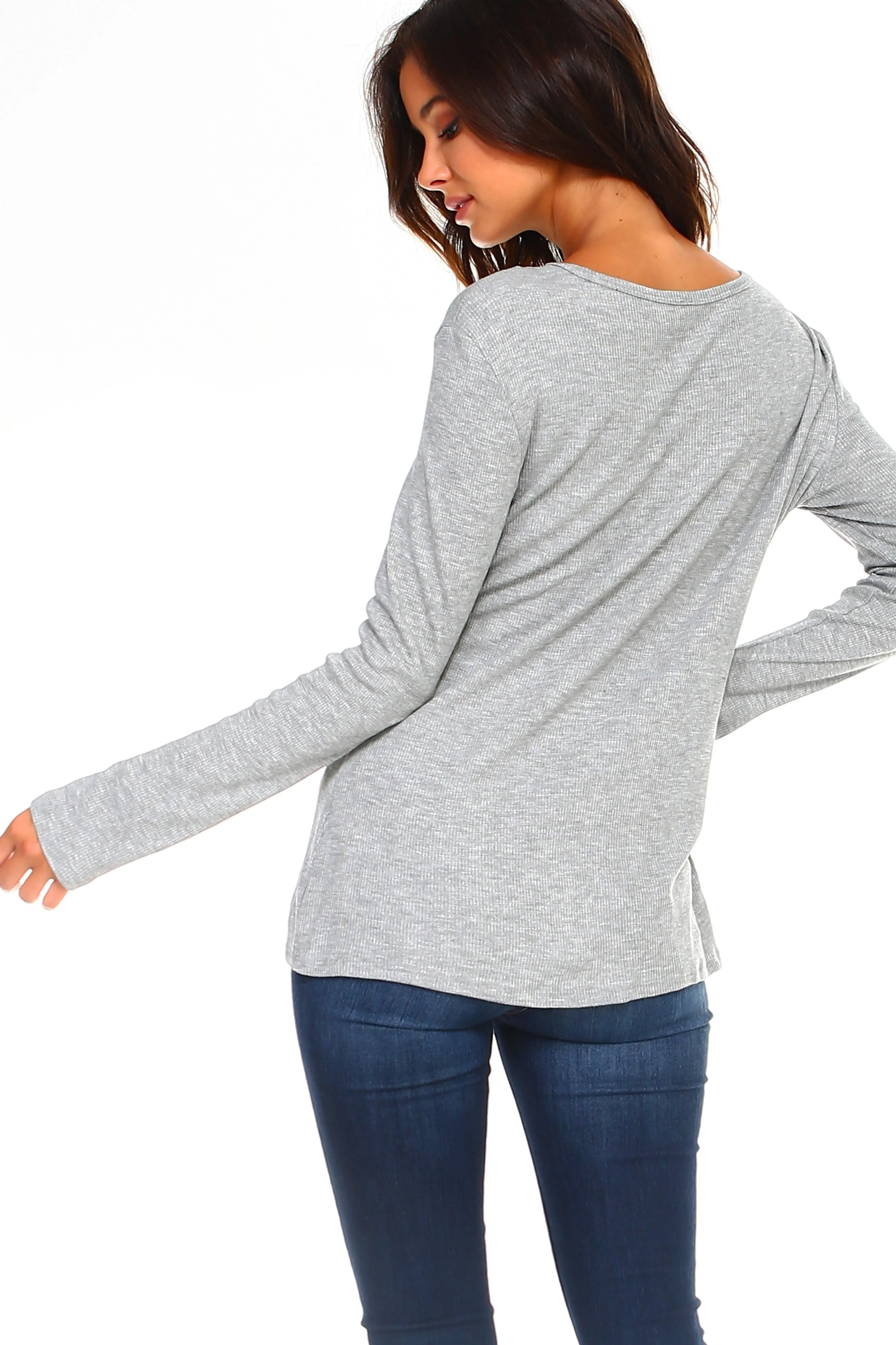 Women's Lace Up Long Sleeve Top