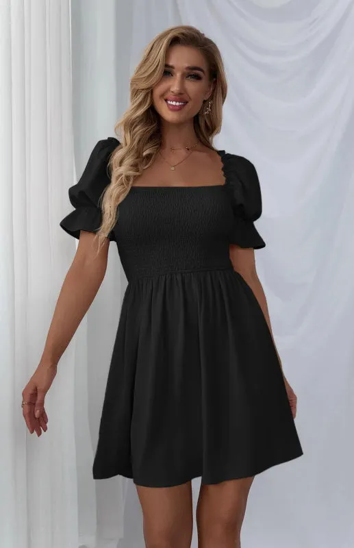 Women's Puff Sleeve Short Sleeve Solid Color Dress